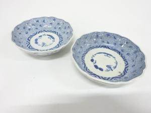 古伊万里　染付　みじん唐草　なます皿　2客